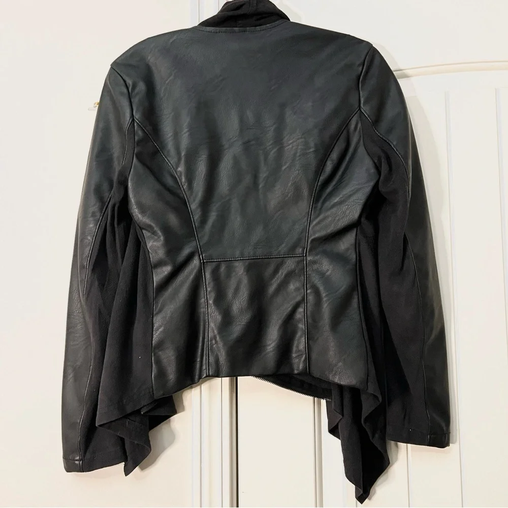 Blank NYC Vegan Leather Drape Front Asymmetric Zip Jacket